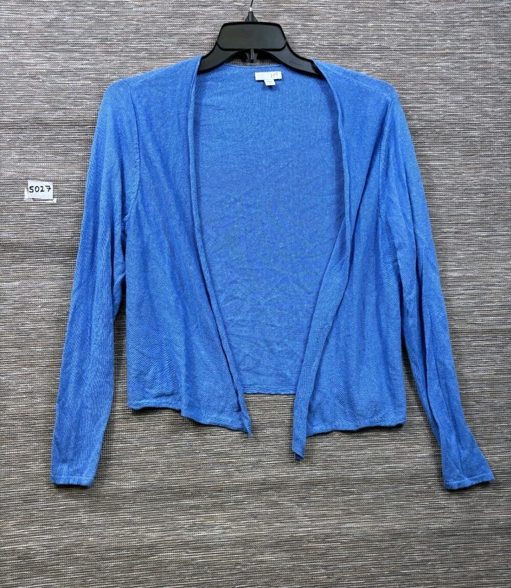 J. Jill Knit Open-Front Lightweight Cardigan Sweater Womens Size M Blue Solid